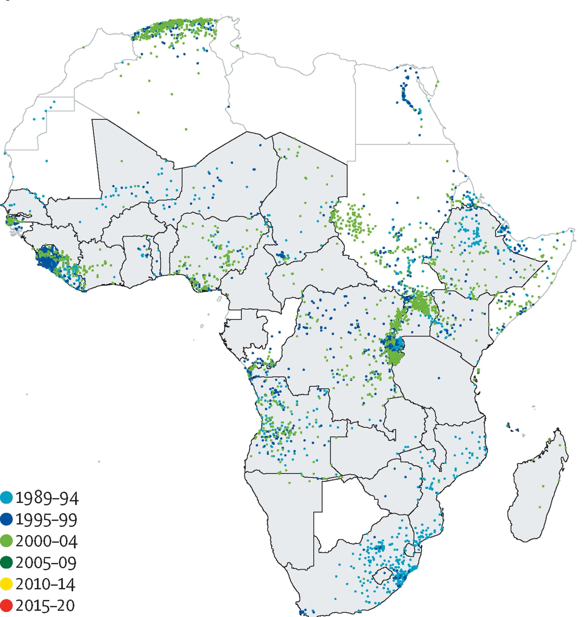 Open access visualization of Geo Map, Conflict Location, Sub-Saharan Africa, Violence, State-Based Violence
