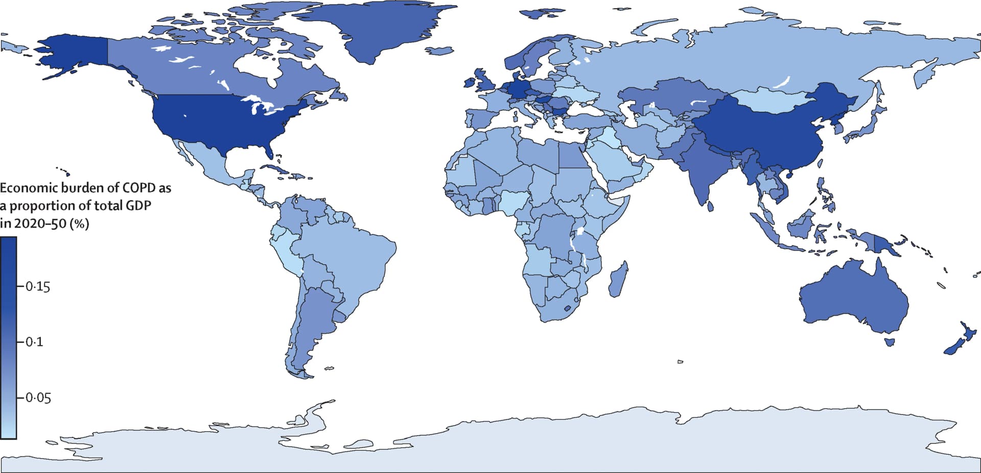 Open access visualization of Geo Map, COPD, GDP, Economic Burden, Map