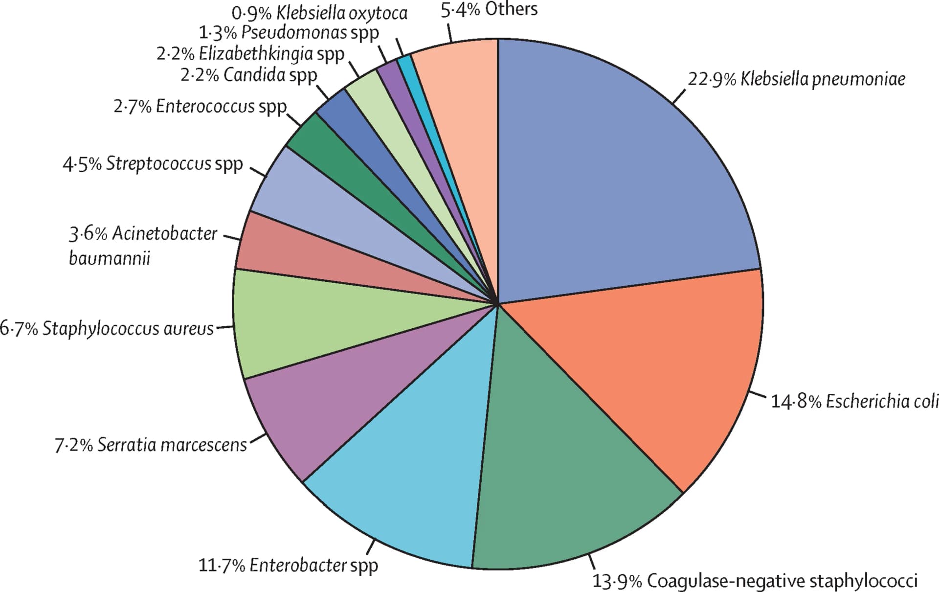 Open access visualization of Pie Chart, K Pneumoniae, Cerebrospinal Fluid, Neonate