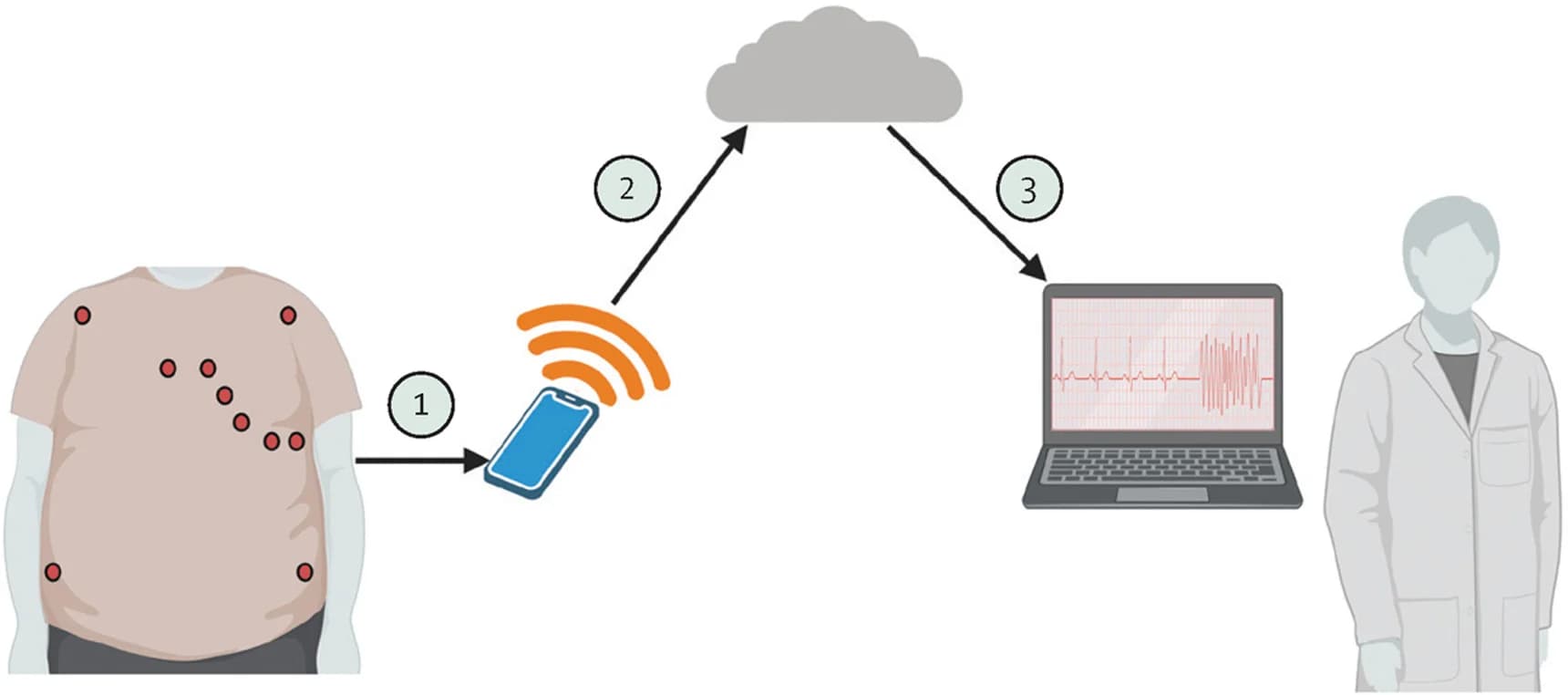 Open access visualization of Workflow, Line Plot, ECG, Bluetooth, Mobile Phone