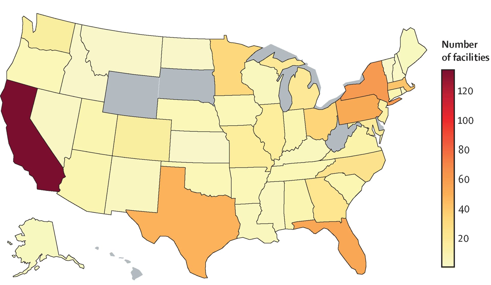 Open access visualization of Geo Map, Clinical Trials, Digital Therapeutics, Facilities, State