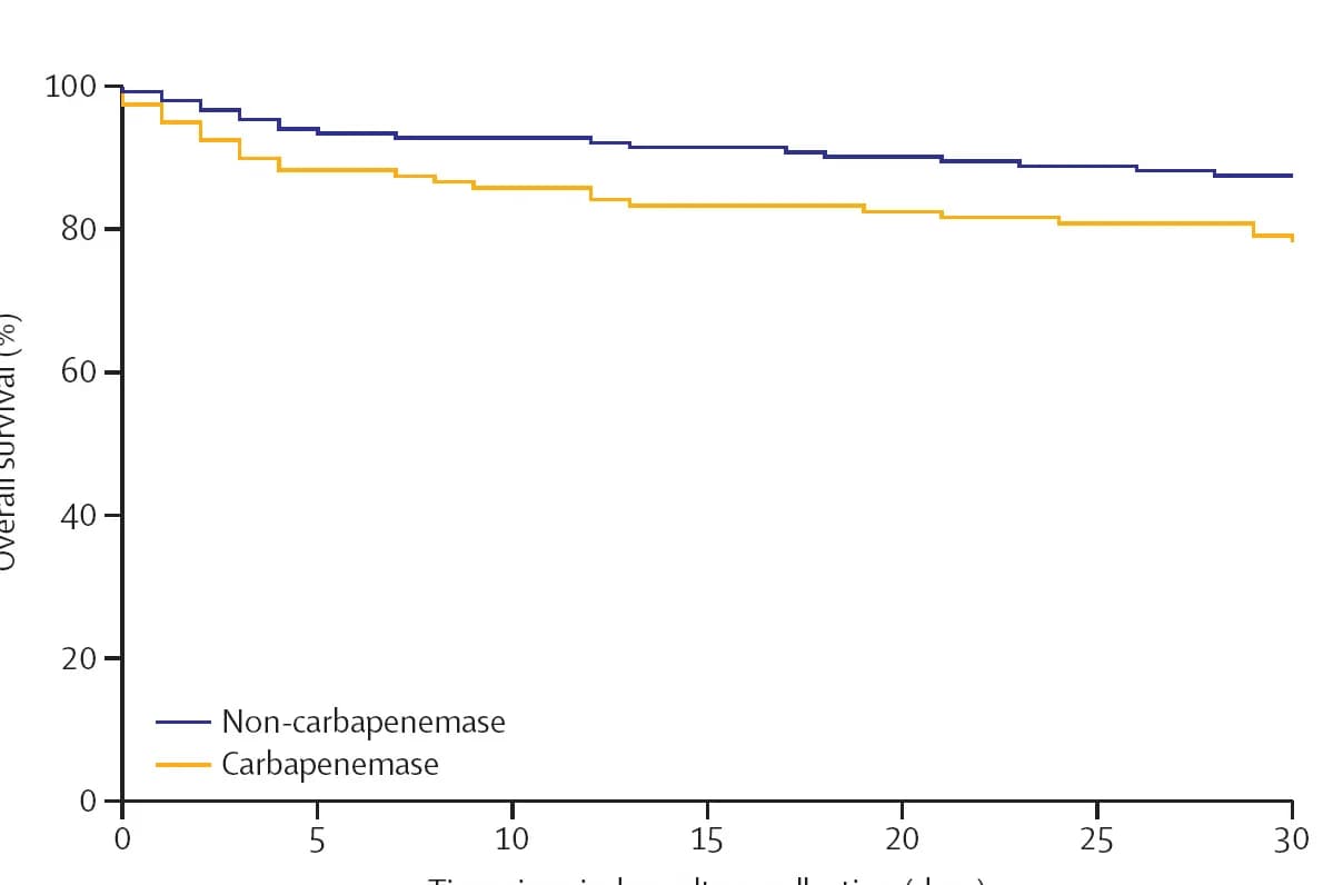 Open access visualization of Line Plot, Line Step, Survival Curve, Overall Survival, Carbapenemase