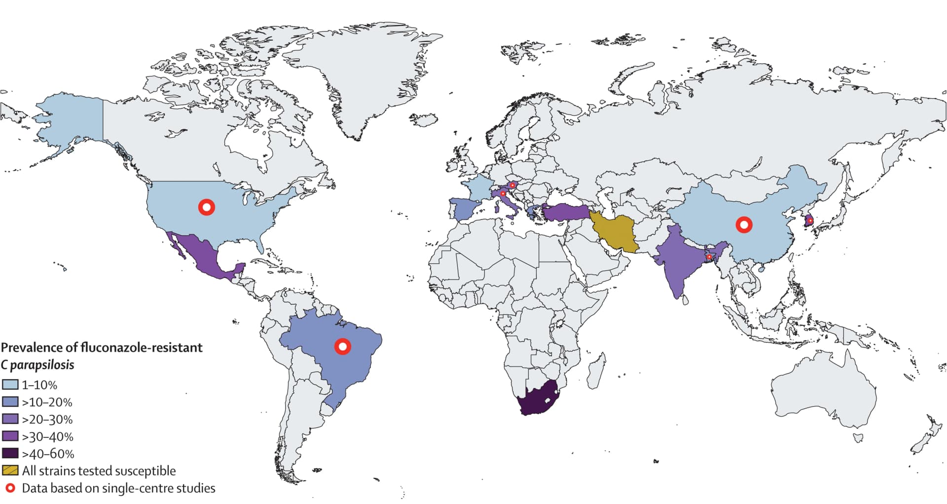 Open access visualization of Geo Map, Fluconazole Resistance, Isolates
