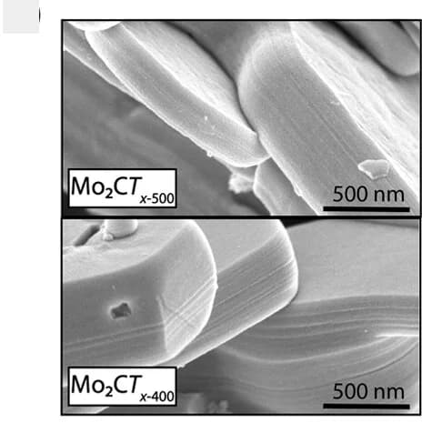 Open access visualization of Microscopy, SEM Images, Mo2CTx400, Mo2CTx500