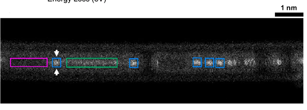 Open access visualization of Microscopy, Relative Intensity, Gaseous Krypton Atoms, Stationary Krypton Atoms, HAADF-STEM Image