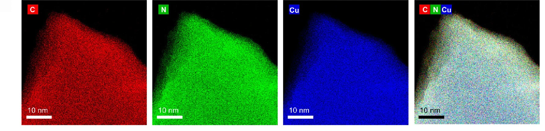 Open access visualization of Microscopy, STEM-EDX, Elemental Mapping, t-CN Film, Cu Substrate