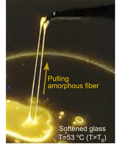 Open access visualization of Photo, Nanocluster Glass Fibers, Amorphous Phase, Tweezer Pulling