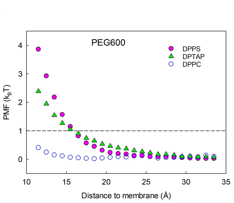 Open access visualization of Scatter Plot, Free Energy, PEG600 Molecule, KCl, DPPS Membrane
