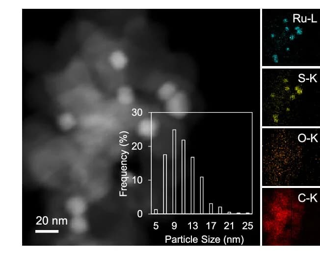 Open access visualization of Microscopy, Histogram, Dark-field TEM, Ru/CB, X-ray Mapping