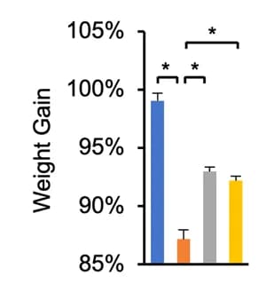 Open access visualization of Bar Plot, Error Bars, Body Weight Changes, C57BL/6 Mice, M35