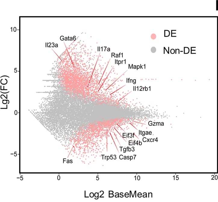 Open access visualization of Scatter Plot, Volcano Plot, Gene Expression, TCRγδ + CD8αα + IELs, RNA-seq