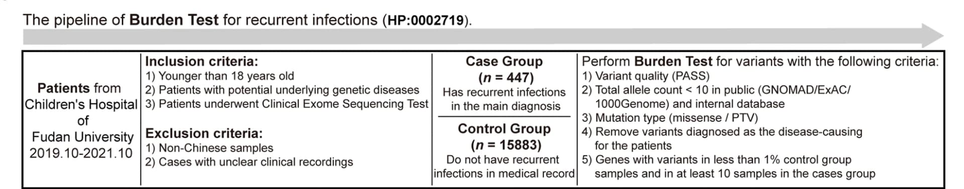 Open access visualization of Workflow, Flowchart, Burden Test, Recurrent Infections