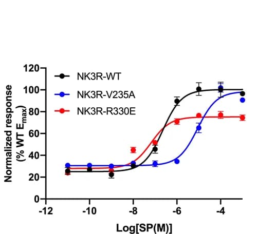 Open access visualization of Line Plot, Error Bars, IP-one Accumulation Assay, Wild-type NK3R, NK3R Mutations
