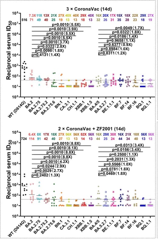 Open access visualization of Scatter Plot, Error Bars, Neutralization, Pseudotyped Virus, WT (D614G)