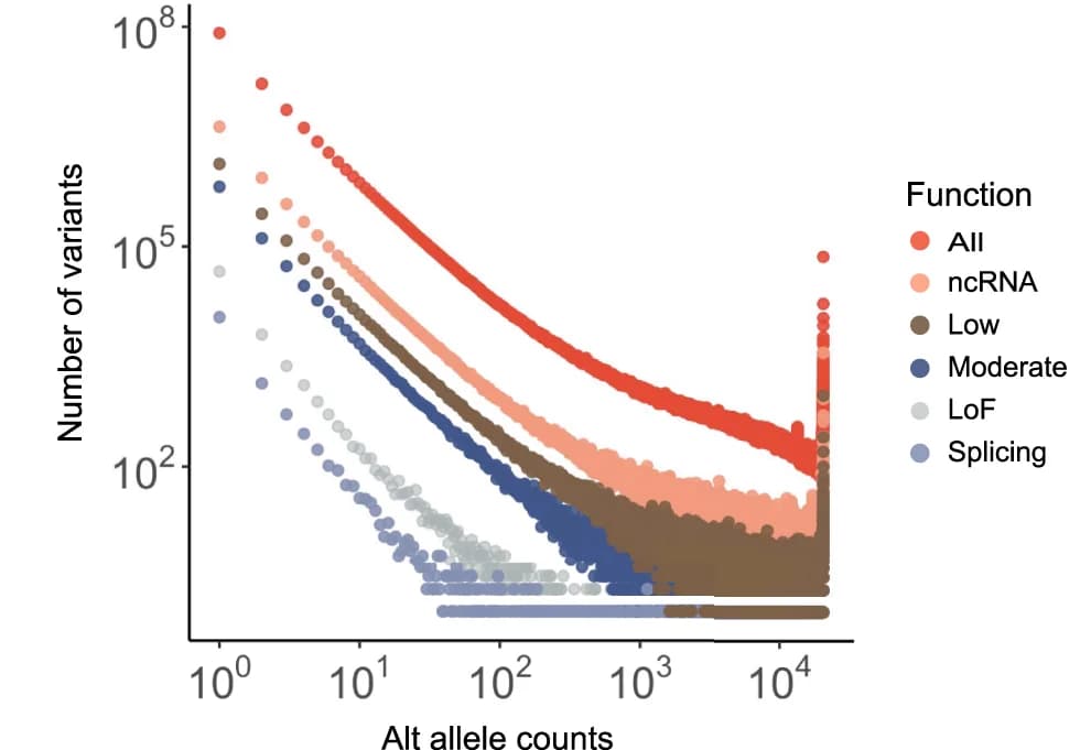 Open access visualization of Scatter Plot, Alternative Allele Count, Variants, Functional Categories, Genetic Variants