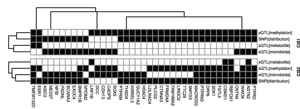 Open access visualization of Heatmap, Clustered, snpGenes, QTLs, xQTL Model