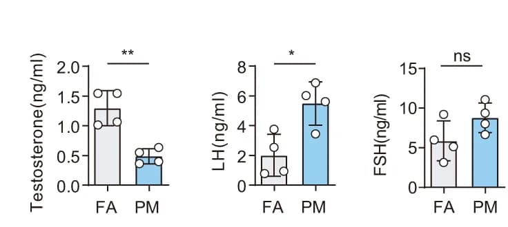 Open access visualization of Bar Plot, Error Bars, Scatter Plot, Plasma Testosterone, LH Concentrations