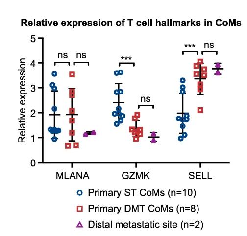 Open access visualization of Scatter Plot, Error Bars, Relative Expression, MLANA, GZMK