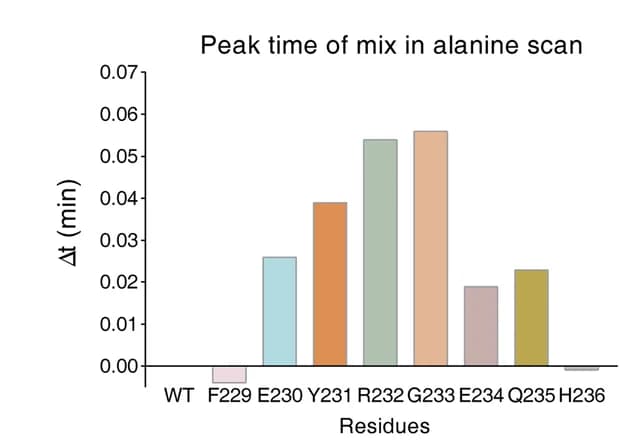 Open access visualization of Bar Plot, Retention Time, Mutant, Fab 301, WT