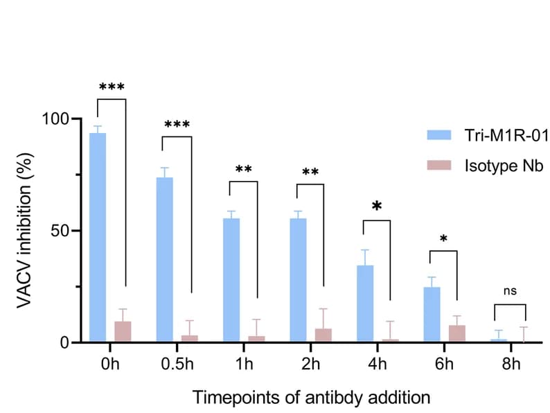 Open access visualization of Bar Plot, Error Bars, Clustered, Inhibition, VACV Plaque Formation