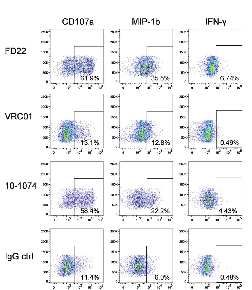 Open access visualization of Scatter Plot, NK Cells, Degranulation, FD22 Engagement, CD107a Surface Expression