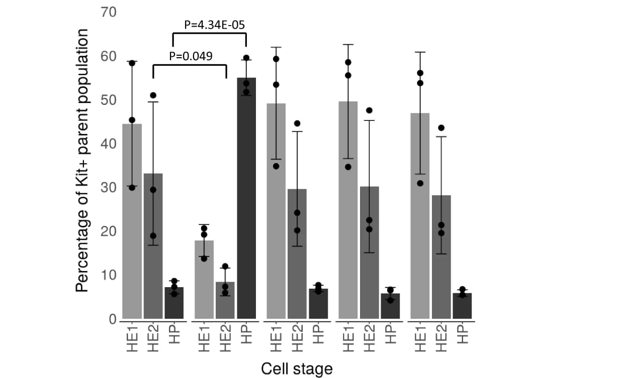 Open access visualization of Bar Plot, Error Bars, Clustered, HE1 Cells, HE2 Cells