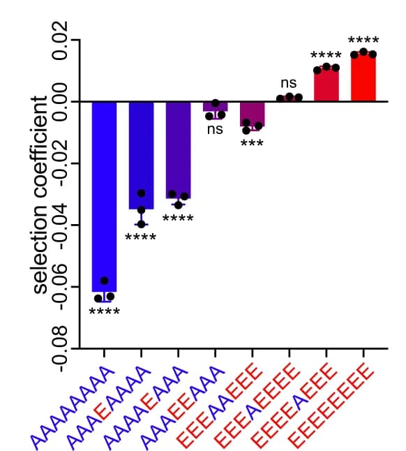 Open access visualization of Bar Plot, Error Bars, Mean Selection Coefficient, Mutants, ANOVA
