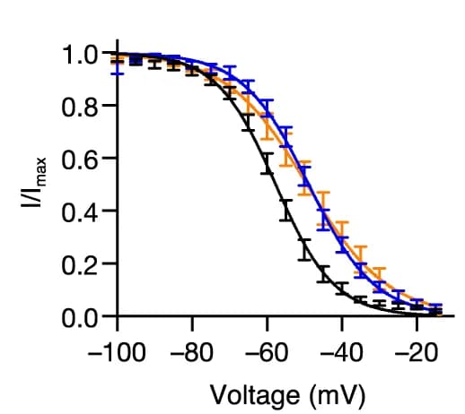 Open access visualization of Line Plot, Error Bars, Steady-state inactivation curves, Wild-type, Mutants