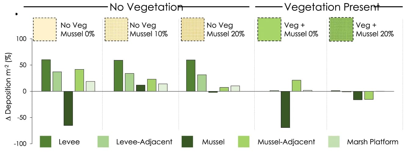Open access visualization of Bar Plot, Clustered, Marsh location type, Local deposition, Baseline scenario