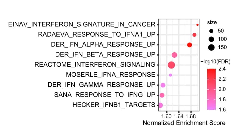 Open access visualization of Bubble Plot, GSEA, Type-I IFN Responses, TRIM21 Expression, Tumors