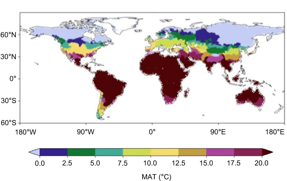 Open access visualization of Geo Map, Mean Annual Temperature, Catchments, Global Data, Background Map