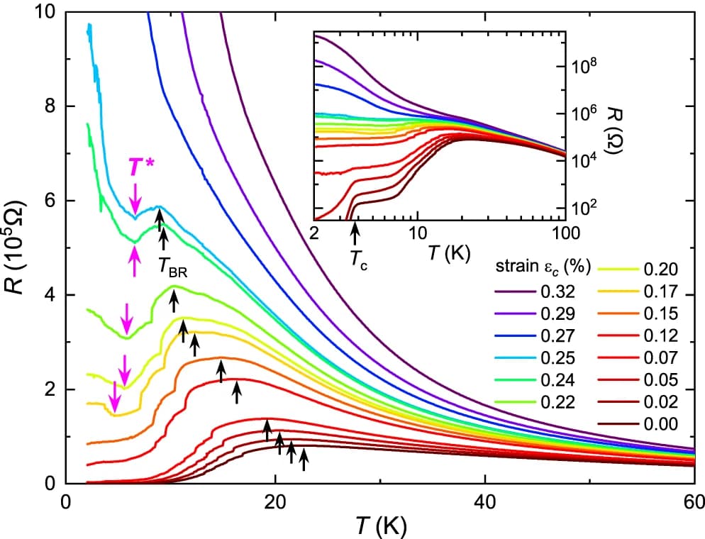 Open access visualization of Line Plot, Resistance, Biaxially compressed crystal, Superconductivity, Mott state
