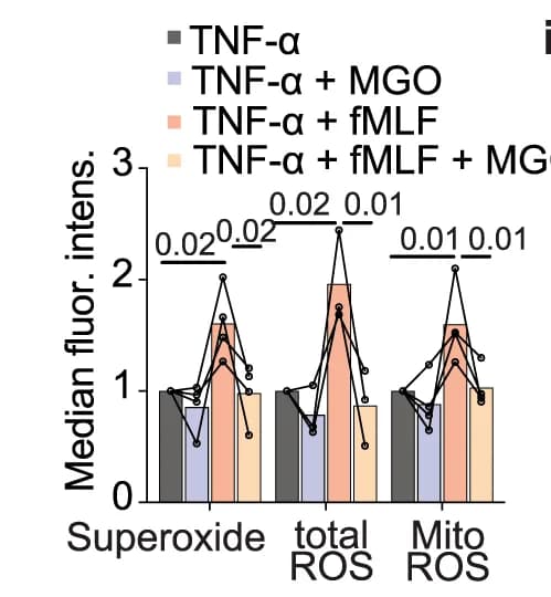 Open access visualization of Bar Plot, Line Plot, Methylglyoxal, Reactive Oxygen Species, Flow Cytometry