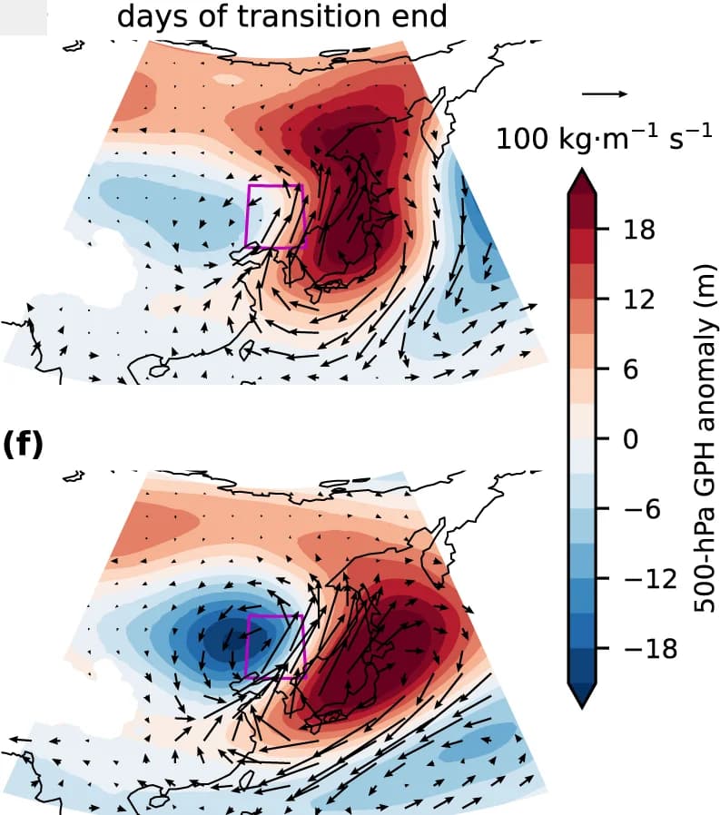 Open access visualization of Geo Map, Atmospheric anomalies, Dry-to-wet whiplash, Geopotential height, Water vapor