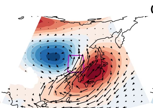 Open access visualization of Geo Map, Atmospheric anomalies, Dry-to-wet whiplash, Geopotential height, Water vapor