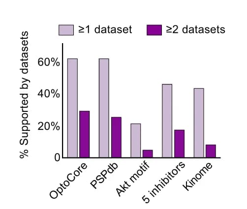 Open access visualization of Clustered, Percentage Comparison, Phosphorylation Sites, OptoCore, PSPdb