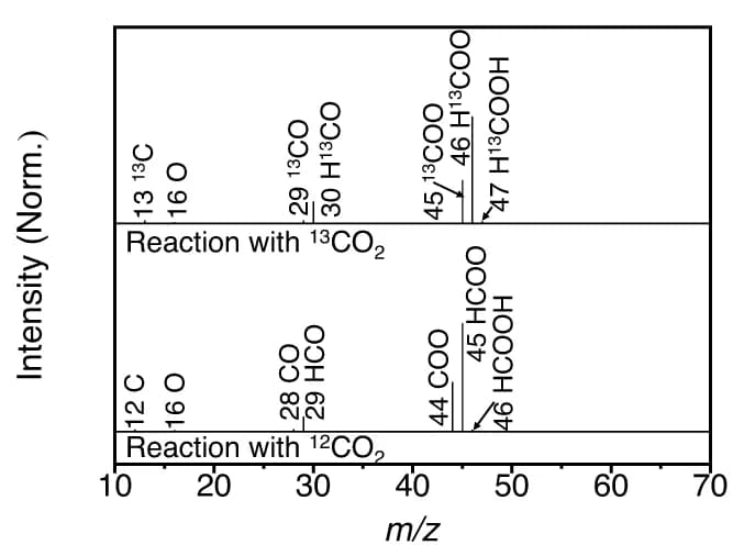 Open access visualization of Line Plot, Line Step, 13C mass spectra, 12C mass spectra, Formate