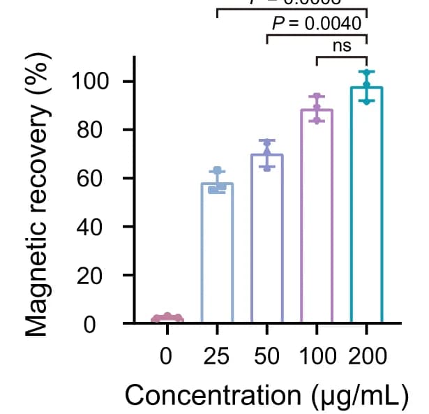 Open access visualization of Bar Plot, Error Bars, MNPs@Ab Concentration, Magnetic Recovery, E-Para