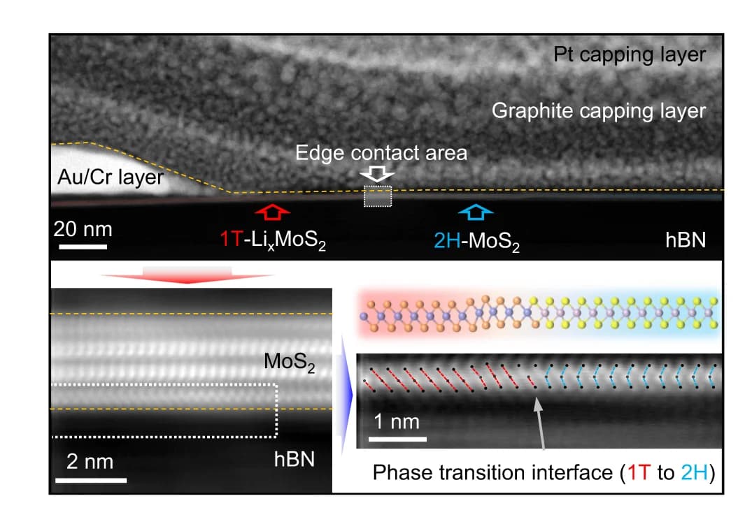 Open access visualization of Microscopy, Illustration, Atomic-Scale Observation, Edge Contact, MoS 2
