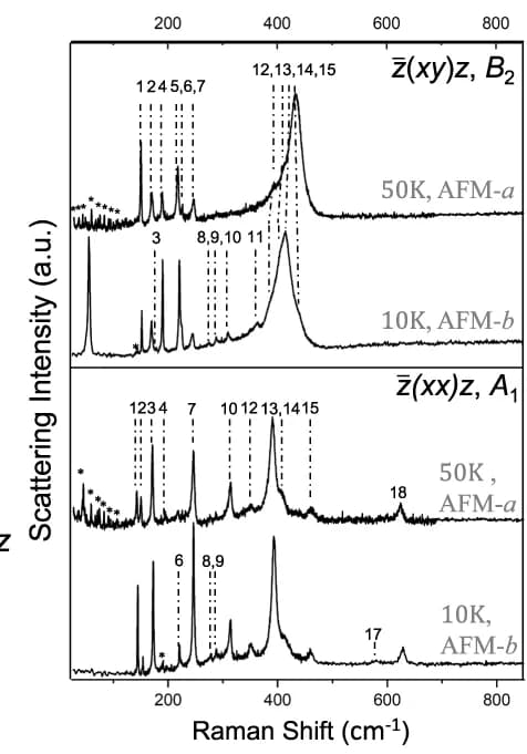 Open access visualization of Line Plot, Polarized Raman Intensities, AFM-b Phase, AFM-a Phase
