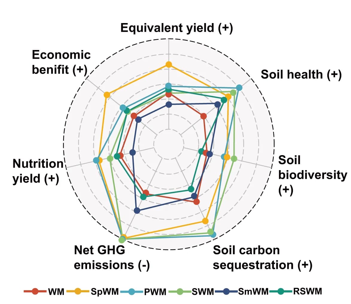 Open access visualization of Line Plot, Radar Map, Crop Rotations, Normalized Values, Equivalent Yield