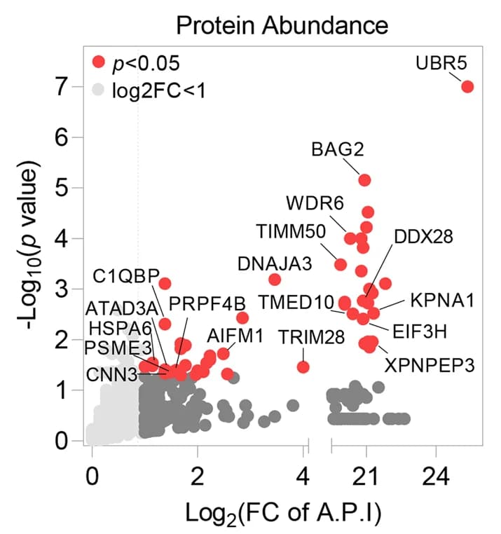 Open access visualization of Scatter Plot, Proteins, FLAG-UBR5, Immunoprecipitation, Mass Spectrometry
