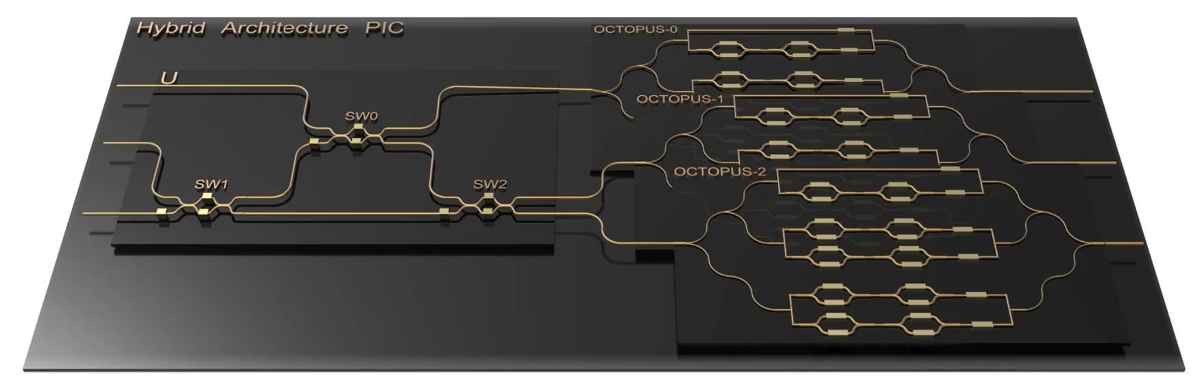Open access visualization of Pathway, Hybrid Architecture, PIC, MZI Mesh Module, OCTOPUS Modules