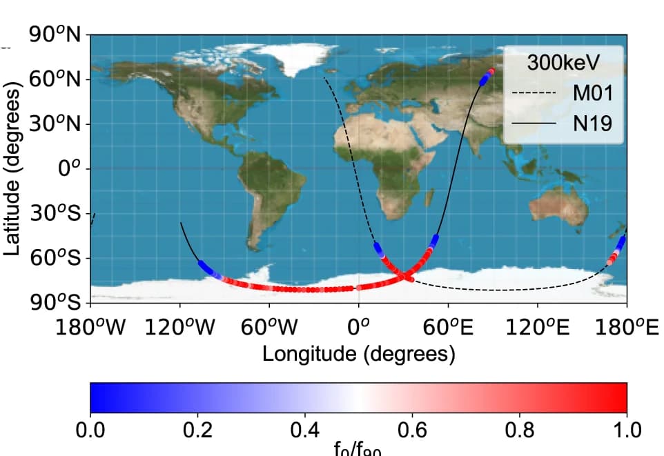 Open access visualization of Geo Map, Scatter Plot, Line Plot, Electron Flux, POES Satellites