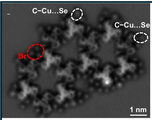 Open access visualization of Microscopy, nc-AFM, Frequency Shift Image, Periphery Interactions, C−Cu…Se Interactions
