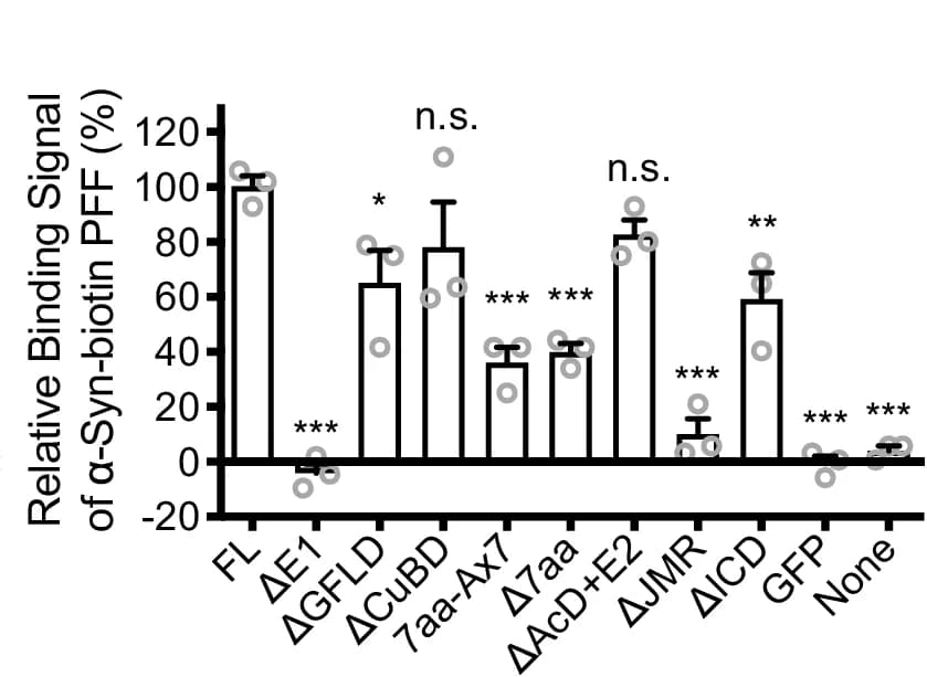 Open access visualization of Bar Plot, Error Bars, Aplp1 Deletion Mutants, Binding Signals, Quantification