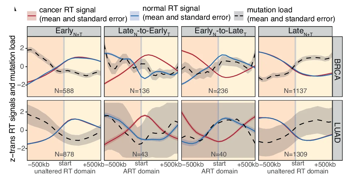 Open access visualization of Line Plot, Error Bars, Replication Timing, Mutation Load, Genomic Regions