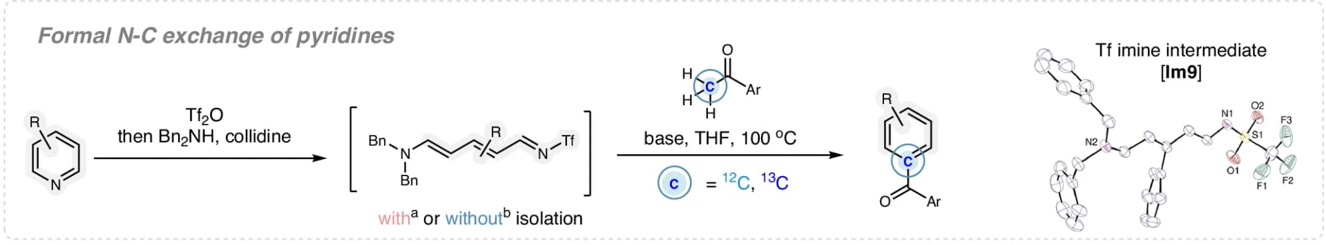 Open access visualization of Workflow, Chemical Structure, Nitrogen-to-carbon exchange, Pyridines, X-ray