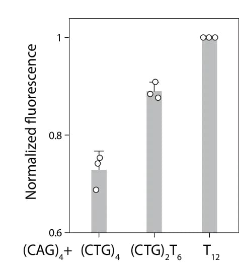 Open access visualization of Bar Plot, Error Bars, Fluorescence Analysis, DX Scaffold, CAG Repeat