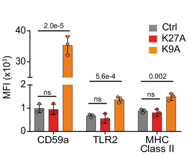Open access visualization of Bar Plot, Error Bars, Fluorescence Intensity, Surface Markers, mESCs